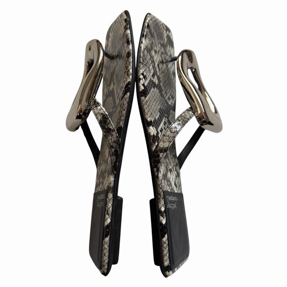 Jeffrey Campbell Linques 2 Thong Sandal 7.5 Silver Gray Snake Silver Hardwear - Picture 8 of 10
